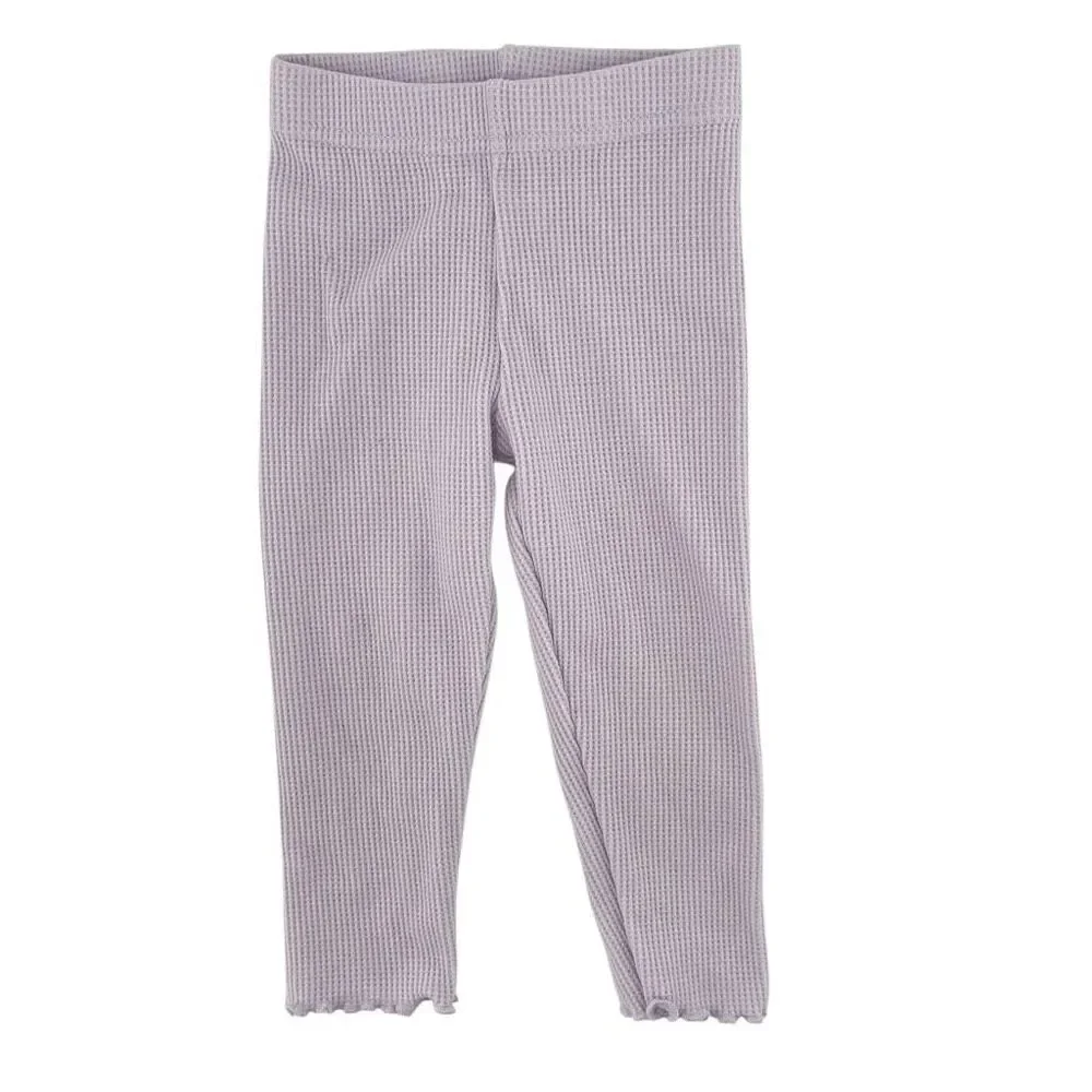 Girls 18M Purple Striped Ruffle Sweatshirt Waffle Knit Leggings 2pc Playwear Set